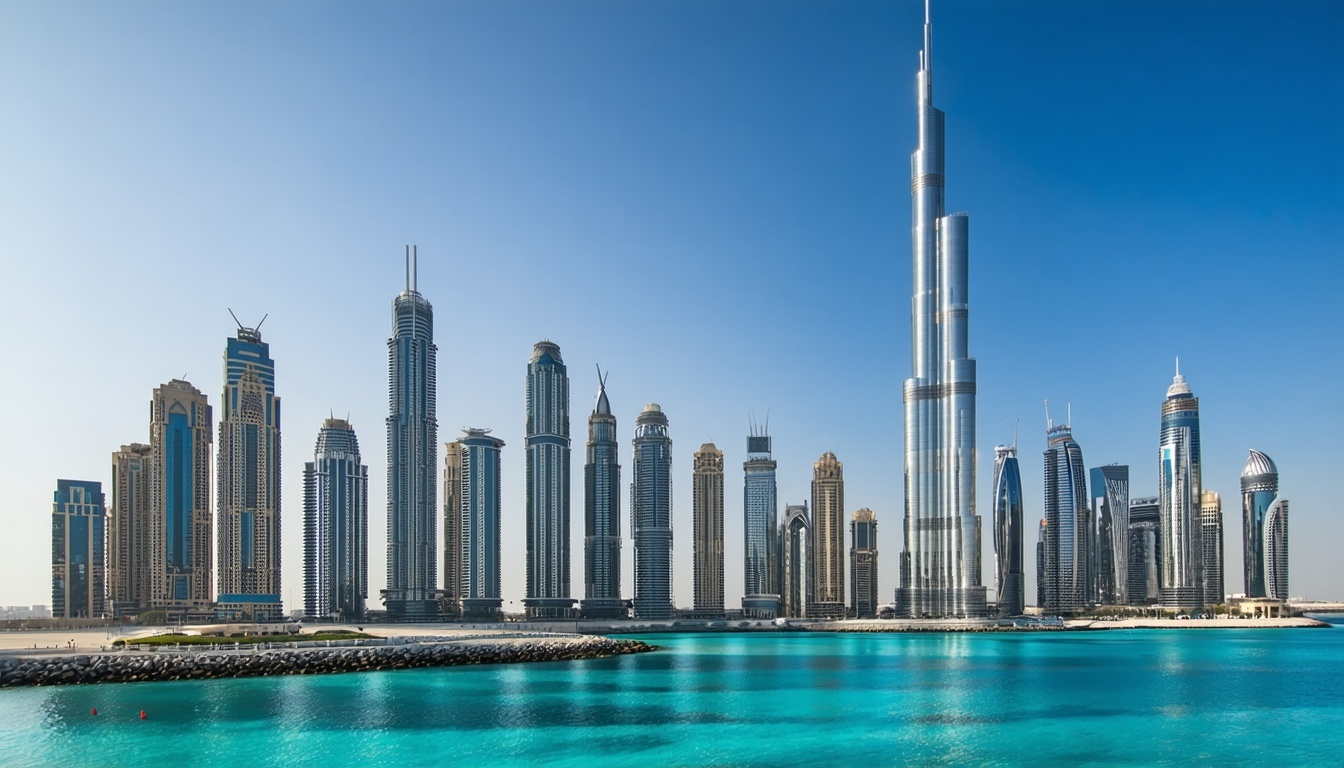 Dubai city skyline with Burj Khalifa