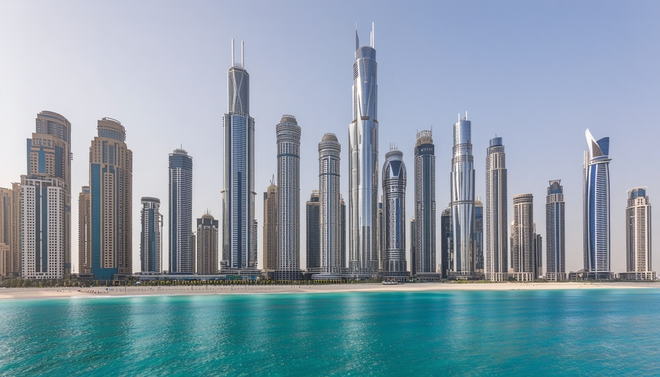 Luxury Dubai cityscape with iconic landmarks